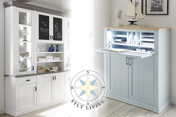 Sylt Living Buffet weiß grau Sekretär mint Eiche maritim Landhaus.jpg