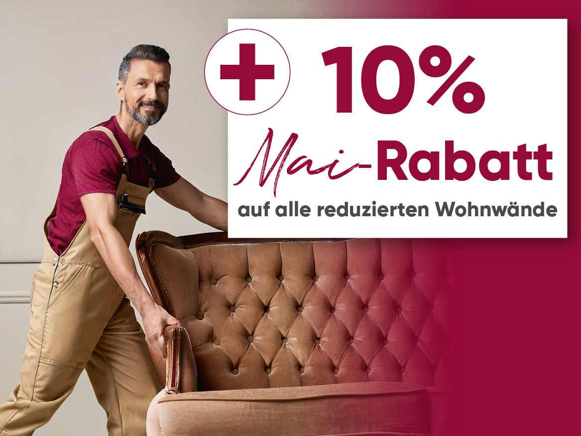 Ausstellungsstück jetzt 10% Mai-Rabatt auf alle Wohnwände