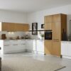 Küchen Interliving moderne L-Kueche Holz gerillt
