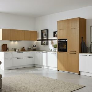 Küchen Interliving moderne L-Kueche Holz gerillt
