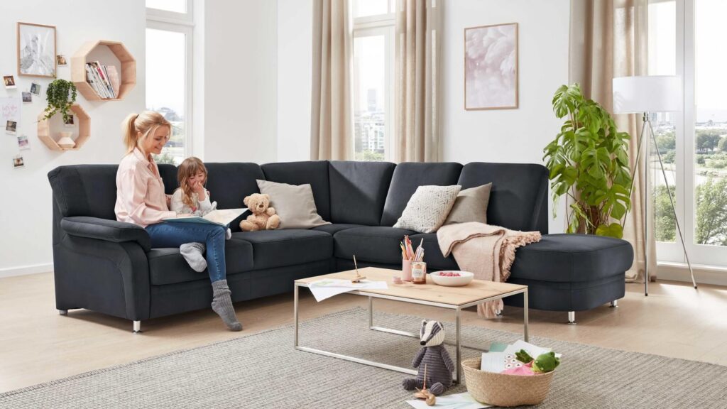 Modulmaster Ecksofa aus Stoff Anthrazit mit CleverCleanbezug