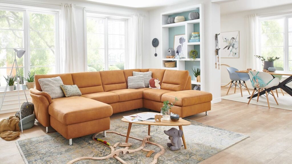 Modulmaster Wohnlandschaft aus Stoff Orange