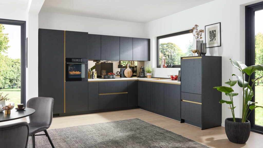 Culineo moderne L-Küche Schwarz