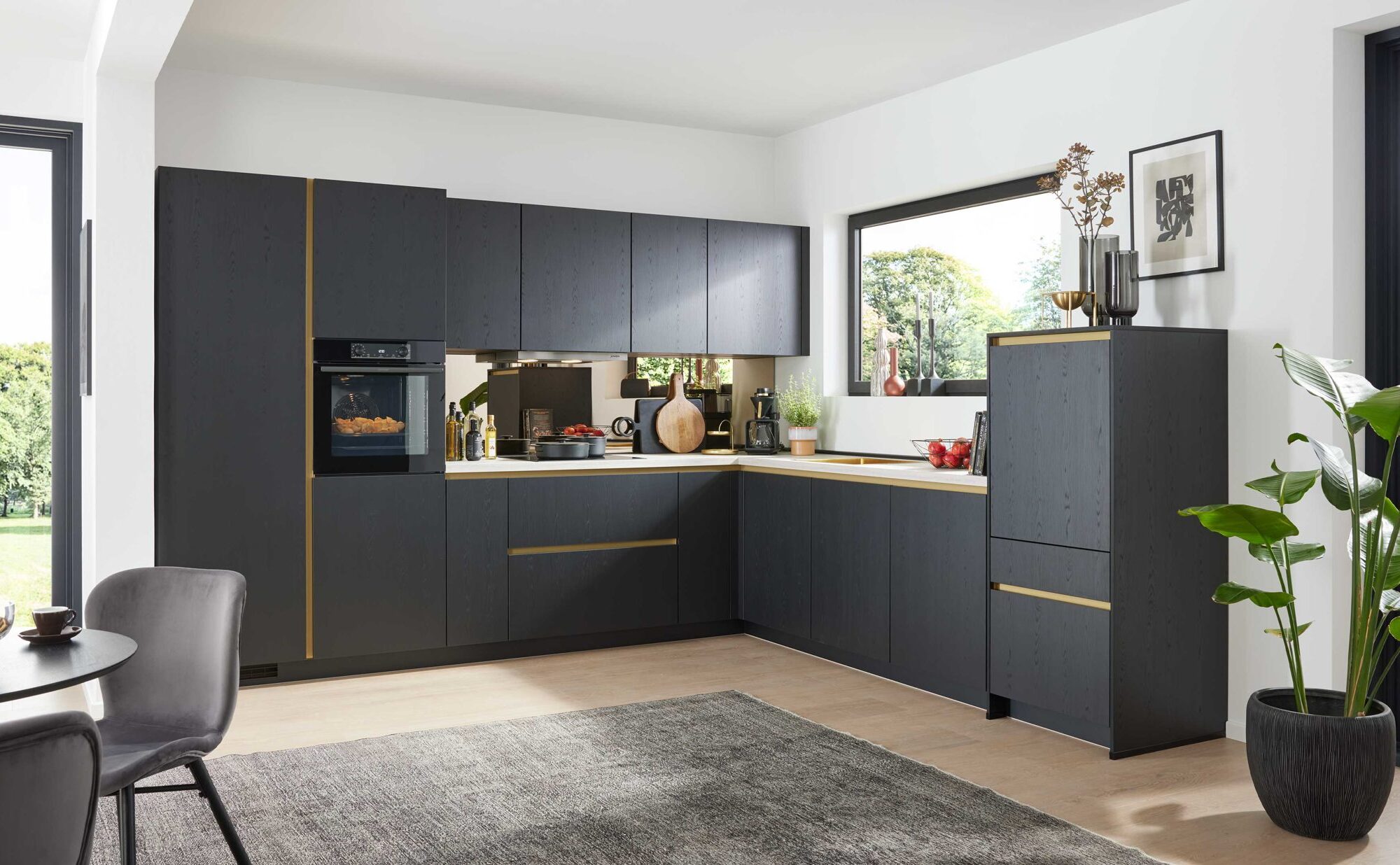 Culineo moderne L-Küche Schwarz