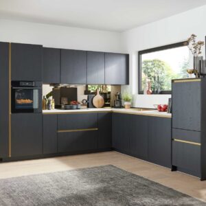 Culineo moderne L-Küche Schwarz