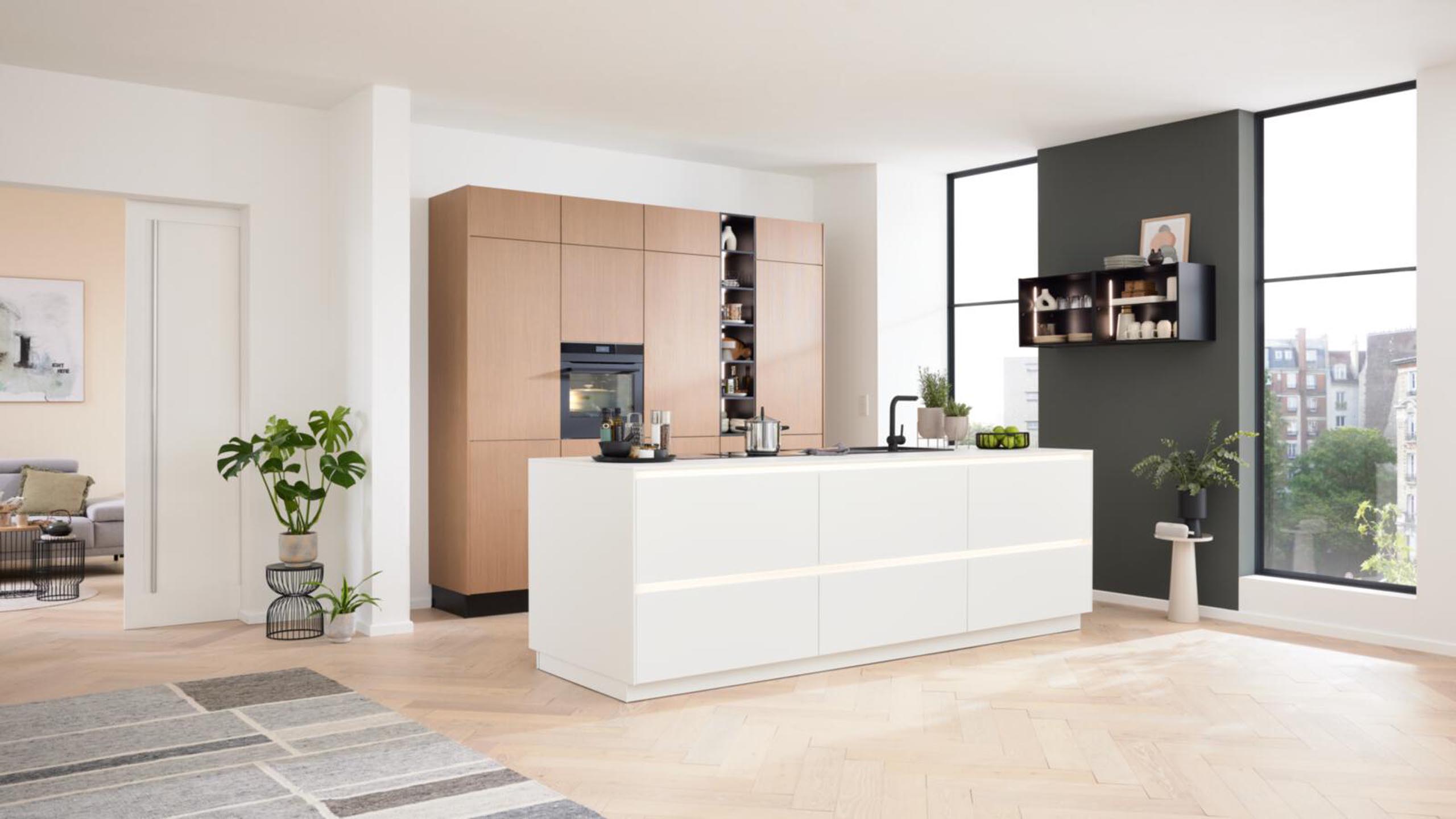 Interliving Designküche mit Insel Weiß