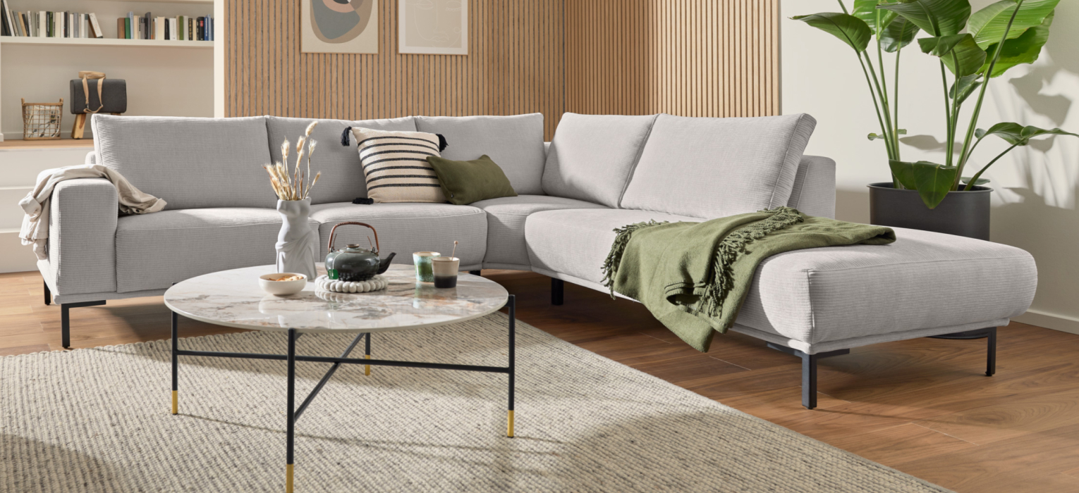 Interliving modernes Sofa Grau Cord