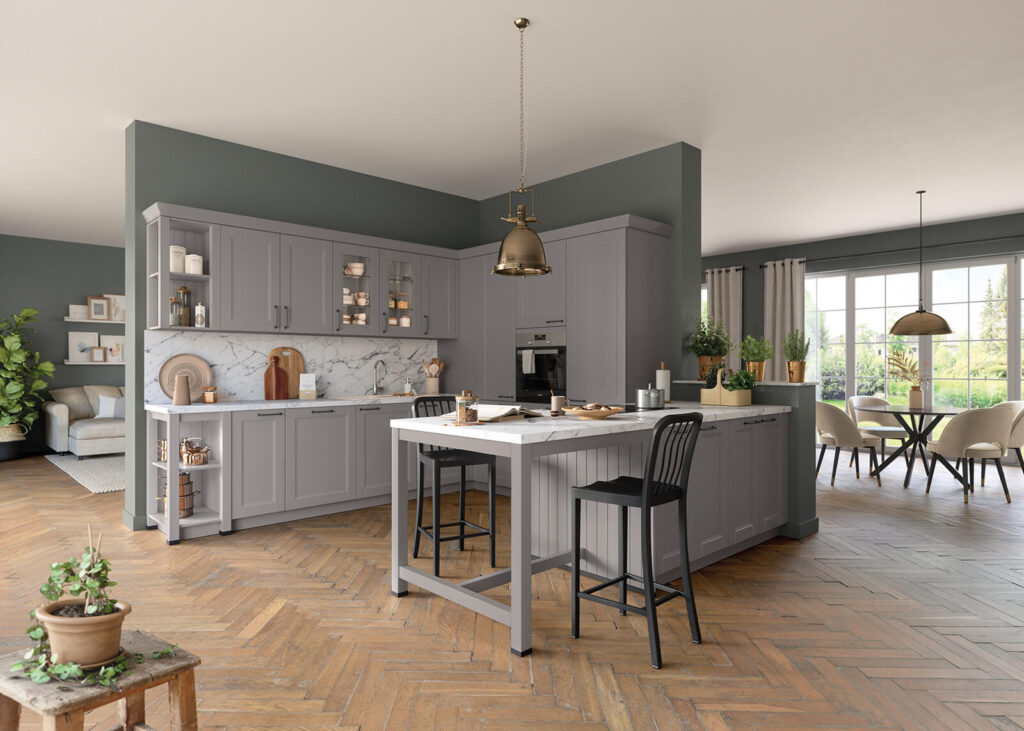 Schüller Landhaus U-Küche hellgrau