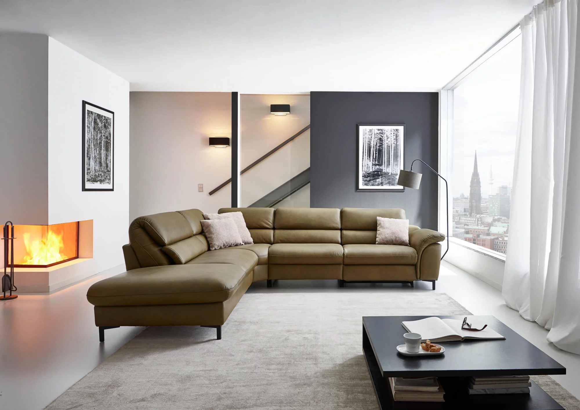 Hukla Ledersofa Gruen