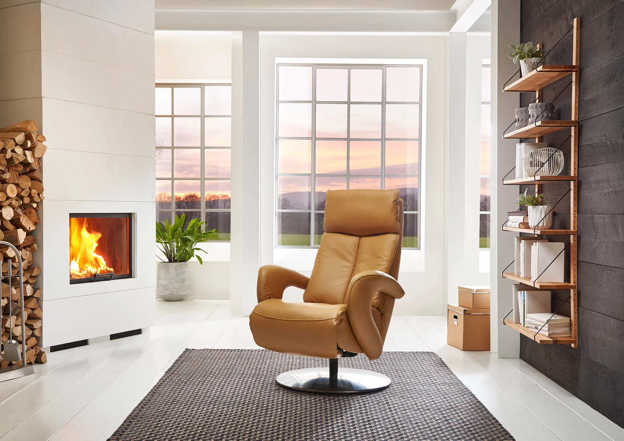 Hukla Relaxsessel senfgelb Leder