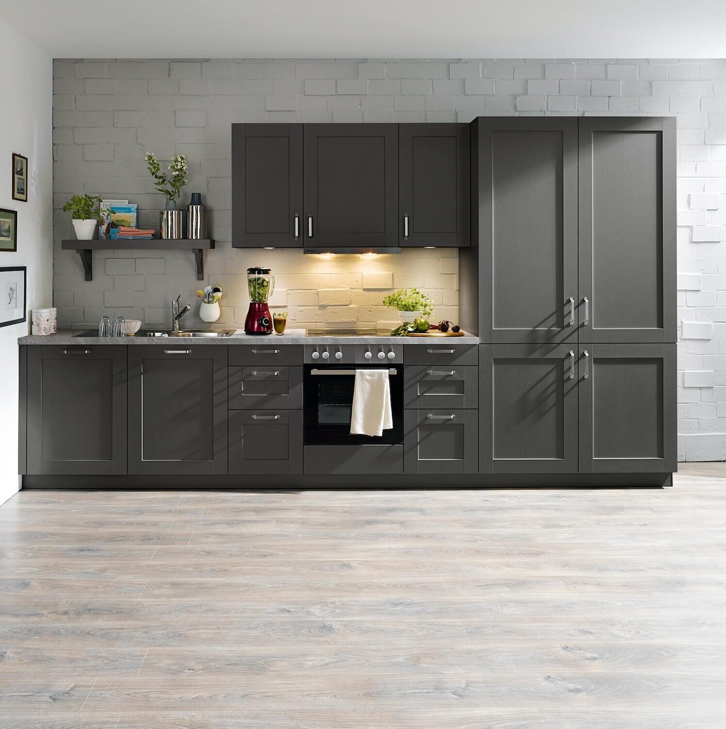 Schüller Landhaus Küchenzeile Anthrazit