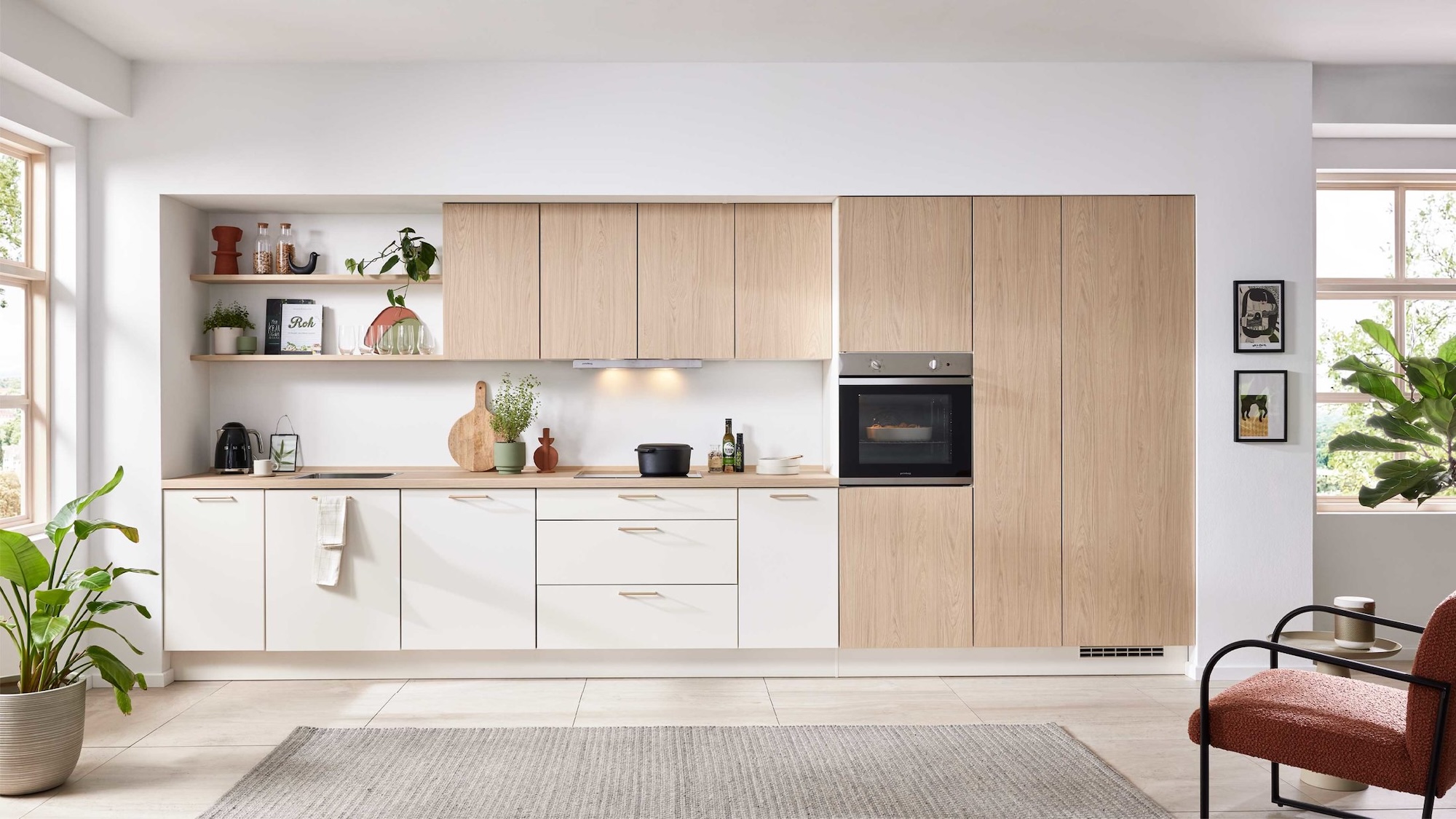Culineo Moderne Küchenzeile Holzoptik
