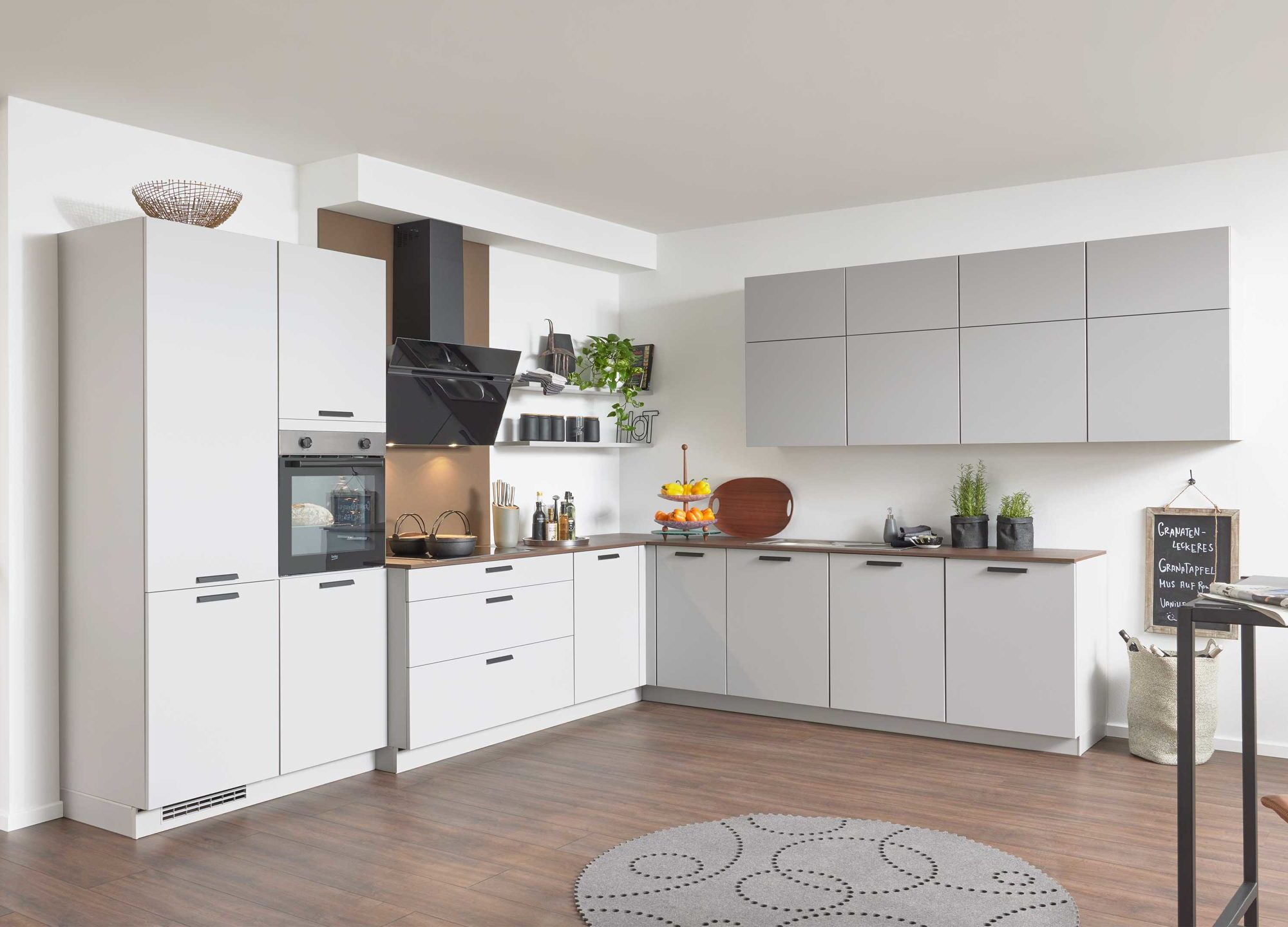 Culineo Moderne L-Küche Steingrau