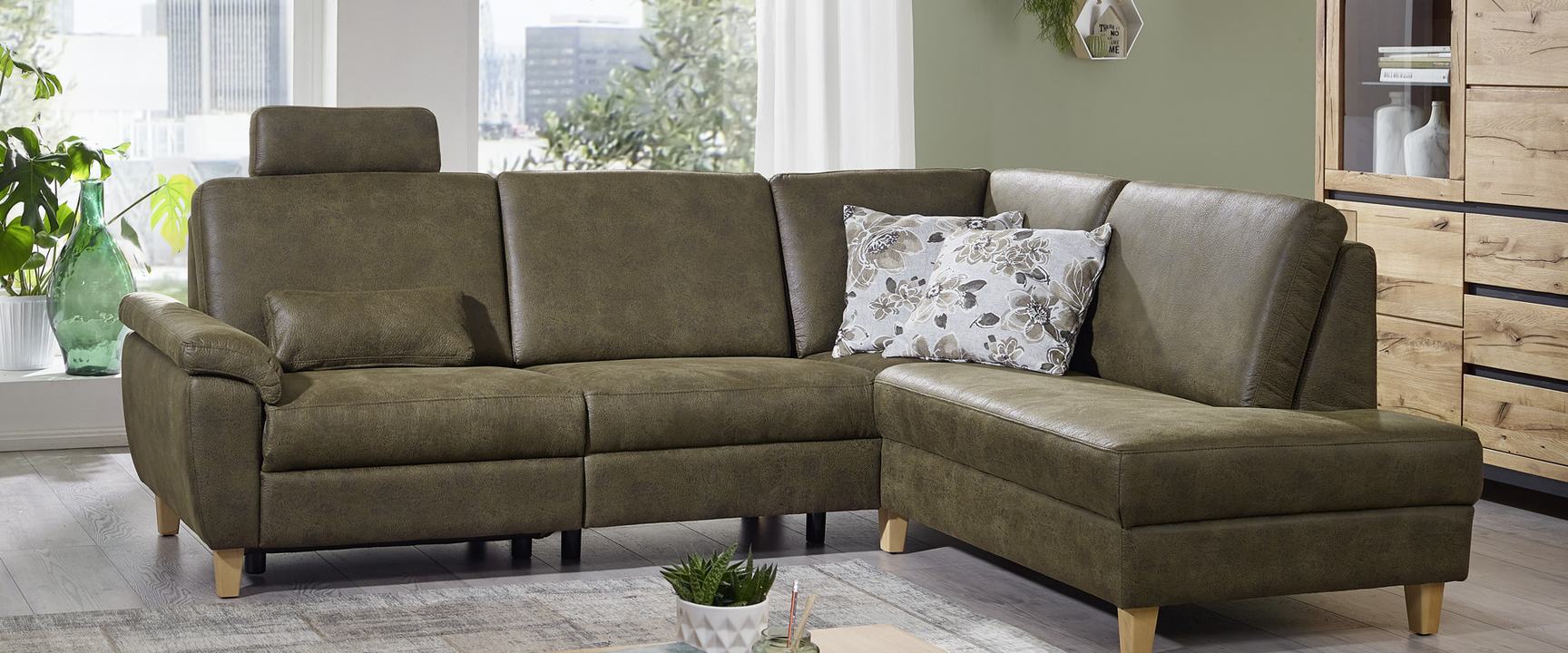 Dietsch Ecksofa Davina in Olivgrün